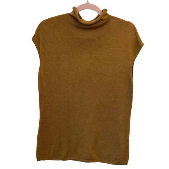 Vintage WinterSilks Sweater Vest Large 90s Silk Angora Rollneck Tan Preppy Work - Picture 2 of 9